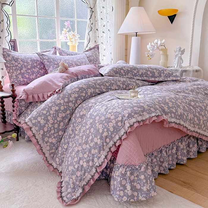 91家纺网 家纺一手货源 找家纺 （总）韩约家纺 2025新款1双层刺绣花边法式床盖款棉麻四件套（全网控价：不低于1.5m139，1.8m144，2.0m149，2.0加大154）