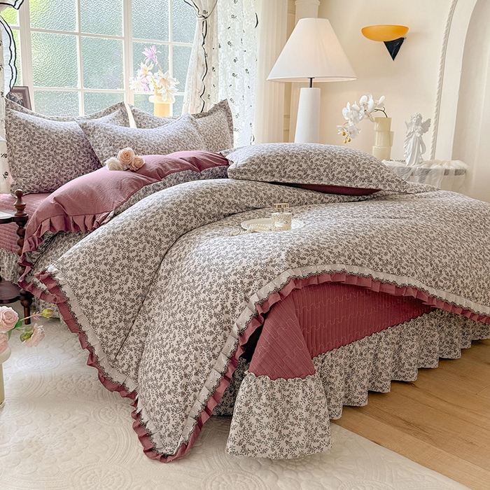 91家纺网 家纺一手货源 找家纺 （总）韩约家纺 2025新款1双层刺绣花边法式床盖款棉麻四件套（全网控价：不低于1.5m139，1.8m144，2.0m149，2.0加大154）