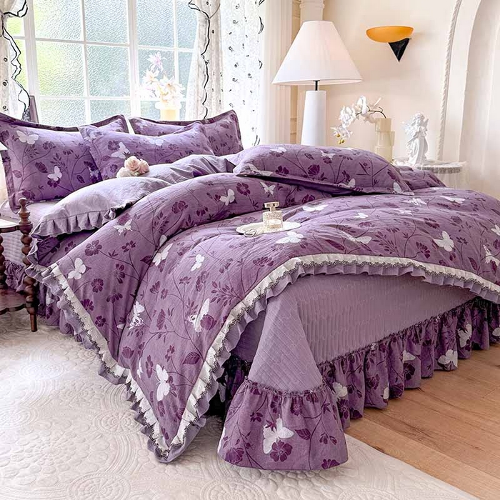 91家纺网 家纺一手货源 找家纺 （总）韩约家纺 2025新款1双层刺绣花边法式床盖款棉麻四件套（全网控价：不低于1.5m139，1.8m144，2.0m149，2.0加大154）