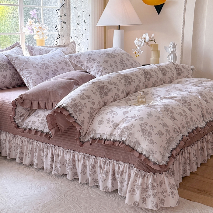 91家纺网 家纺一手货源 找家纺 （总）韩约家纺 2025新款1双层刺绣花边法式床盖款棉麻四件套（全网控价：不低于1.5m139，1.8m144，2.0m149，2.0加大154）