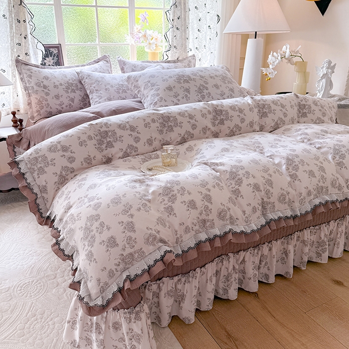 91家纺网 家纺一手货源 找家纺 （总）韩约家纺 2025新款1双层刺绣花边法式床盖款棉麻四件套（全网控价：不低于1.5m139，1.8m144，2.0m149，2.0加大154）