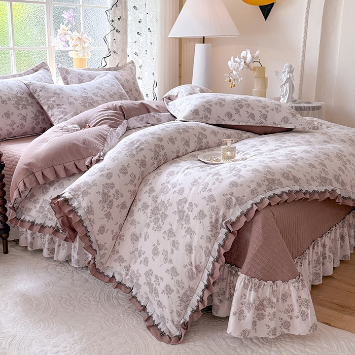 91家纺网 家纺一手货源 找家纺 （总）韩约家纺 2025新款1双层刺绣花边法式床盖款棉麻四件套（全网控价：不低于1.5m139，1.8m144，2.0m149，2.0加大154）