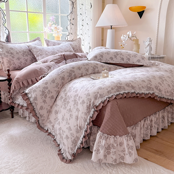 （总）韩约家纺 2025新款1双层刺绣花边法式床盖款棉麻四件套（全网控价：不低于1.5m139，1.8m144，2.0m149，2.0加大154）