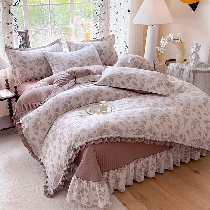 91家纺网 家纺一手货源 找家纺 （总）韩约家纺 2025新款1双层刺绣花边法式床盖款棉麻四件套（全网控价：不低于1.5m139，1.8m144，2.0m149，2.0加大154）