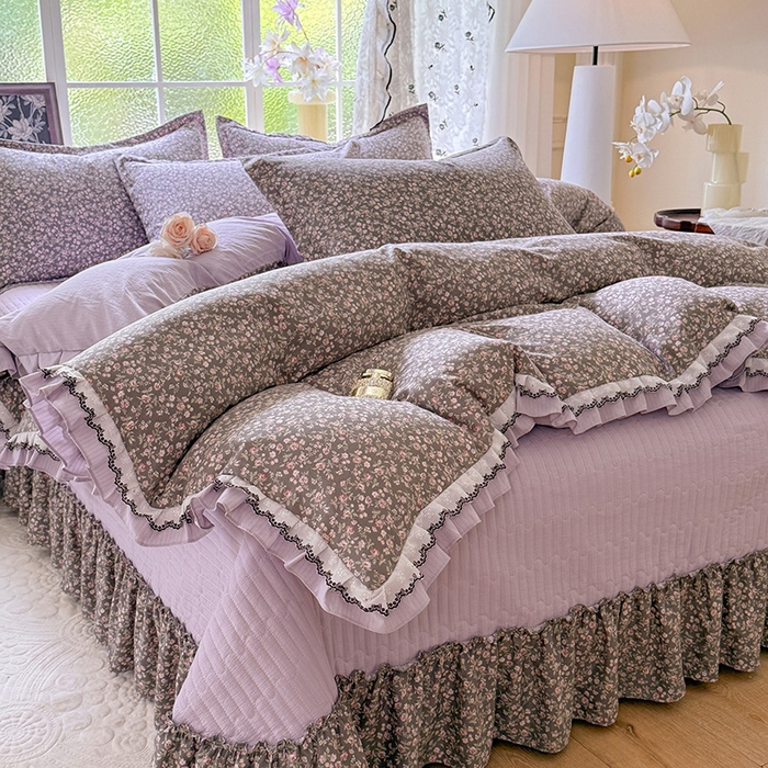 91家纺网 家纺一手货源 找家纺 韩约家纺 2025新款1双层刺绣花边法式床盖款棉麻四件套（全网控价：不低于1.5m139，1.8m144，2.0m149，2.0加大154） 爱丽丝