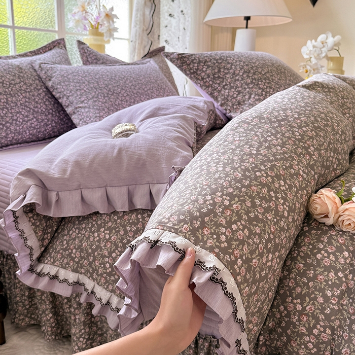 91家纺网 家纺一手货源 找家纺 韩约家纺 2025新款1双层刺绣花边法式床盖款棉麻四件套（全网控价：不低于1.5m139，1.8m144，2.0m149，2.0加大154） 爱丽丝