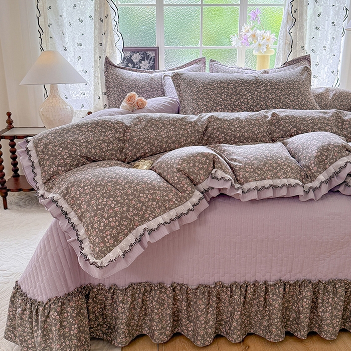 91家纺网 家纺一手货源 找家纺 韩约家纺 2025新款1双层刺绣花边法式床盖款棉麻四件套（全网控价：不低于1.5m139，1.8m144，2.0m149，2.0加大154） 爱丽丝