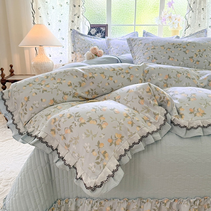91家纺网 家纺一手货源 找家纺 韩约家纺 2025新款1双层刺绣花边法式床盖款棉麻四件套（全网控价：不低于1.5m139，1.8m144，2.0m149，2.0加大154） 初见