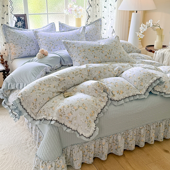 91家纺网 家纺一手货源 找家纺 韩约家纺 2025新款1双层刺绣花边法式床盖款棉麻四件套（全网控价：不低于1.5m139，1.8m144，2.0m149，2.0加大154） 初见