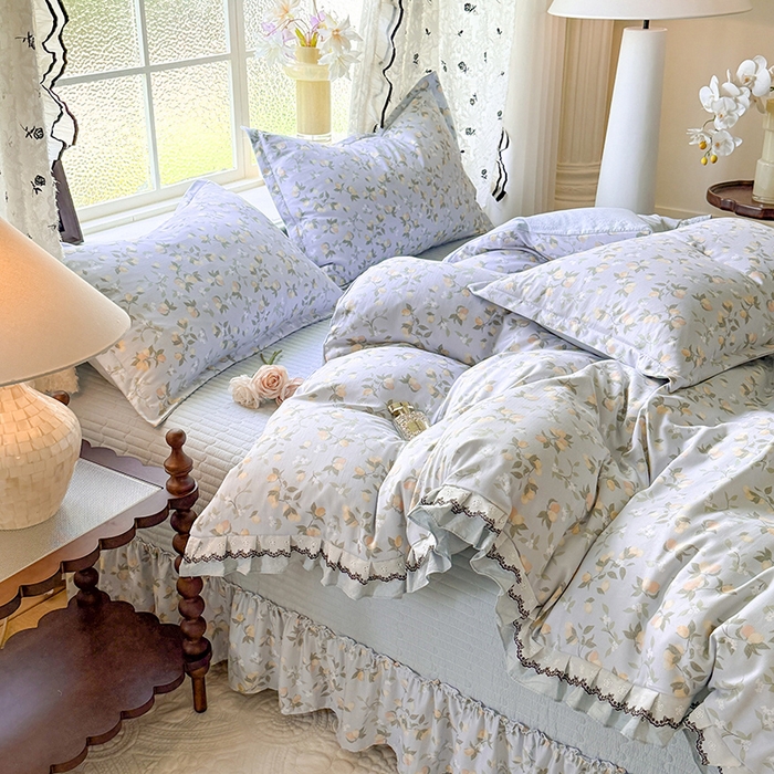 91家纺网 家纺一手货源 找家纺 韩约家纺 2025新款1双层刺绣花边法式床盖款棉麻四件套（全网控价：不低于1.5m139，1.8m144，2.0m149，2.0加大154） 初见