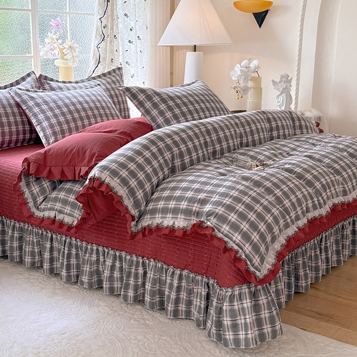 91家纺网 家纺一手货源 找家纺 韩约家纺 2025新款1双层刺绣花边法式床盖款棉麻四件套（全网控价：不低于1.5m139，1.8m144，2.0m149，2.0加大154） 格调