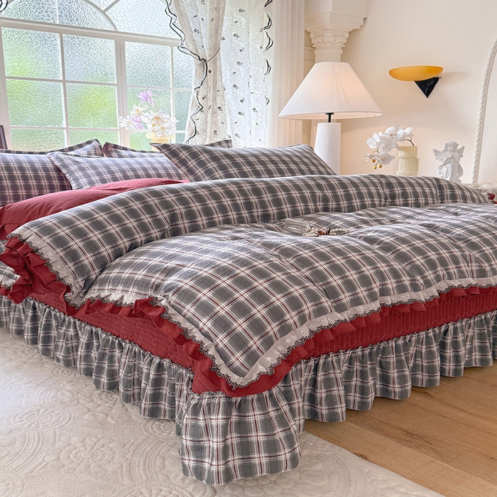 91家纺网 家纺一手货源 找家纺 韩约家纺 2025新款1双层刺绣花边法式床盖款棉麻四件套（全网控价：不低于1.5m139，1.8m144，2.0m149，2.0加大154） 格调