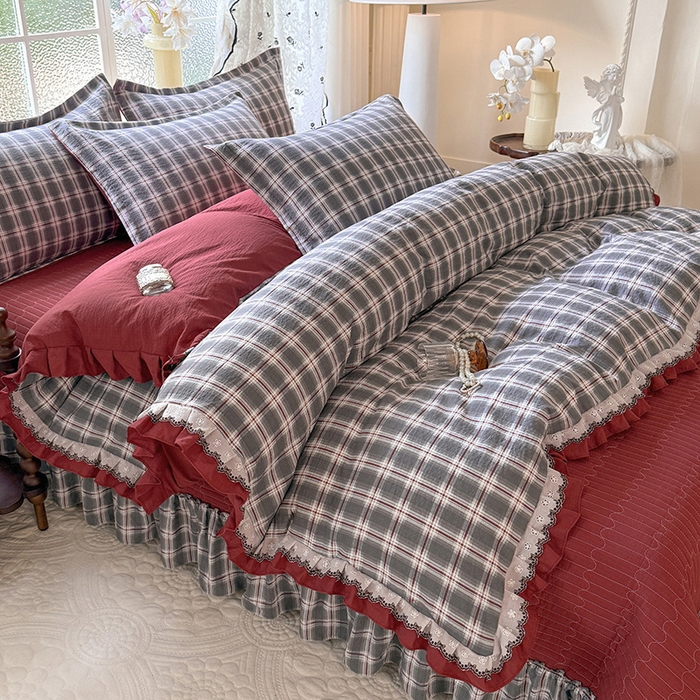 91家纺网 家纺一手货源 找家纺 韩约家纺 2025新款1双层刺绣花边法式床盖款棉麻四件套（全网控价：不低于1.5m139，1.8m144，2.0m149，2.0加大154） 格调