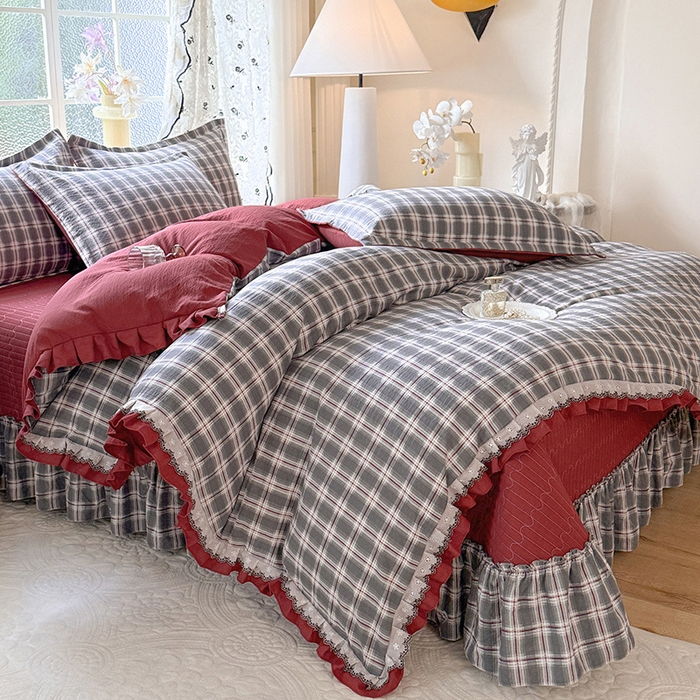 91家纺网 家纺一手货源 找家纺 韩约家纺 2025新款1双层刺绣花边法式床盖款棉麻四件套（全网控价：不低于1.5m139，1.8m144，2.0m149，2.0加大154） 格调