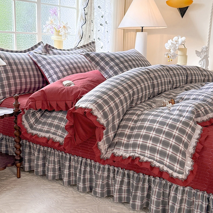 91家纺网 家纺一手货源 找家纺 韩约家纺 2025新款1双层刺绣花边法式床盖款棉麻四件套（全网控价：不低于1.5m139，1.8m144，2.0m149，2.0加大154） 格调