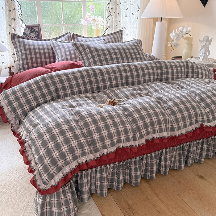 91家纺网 家纺一手货源 找家纺 韩约家纺 2025新款1双层刺绣花边法式床盖款棉麻四件套（全网控价：不低于1.5m139，1.8m144，2.0m149，2.0加大154） 格调