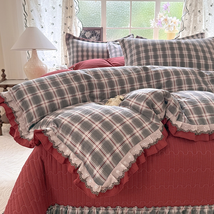 91家纺网 家纺一手货源 找家纺 韩约家纺 2025新款1双层刺绣花边法式床盖款棉麻四件套（全网控价：不低于1.5m139，1.8m144，2.0m149，2.0加大154） 格调