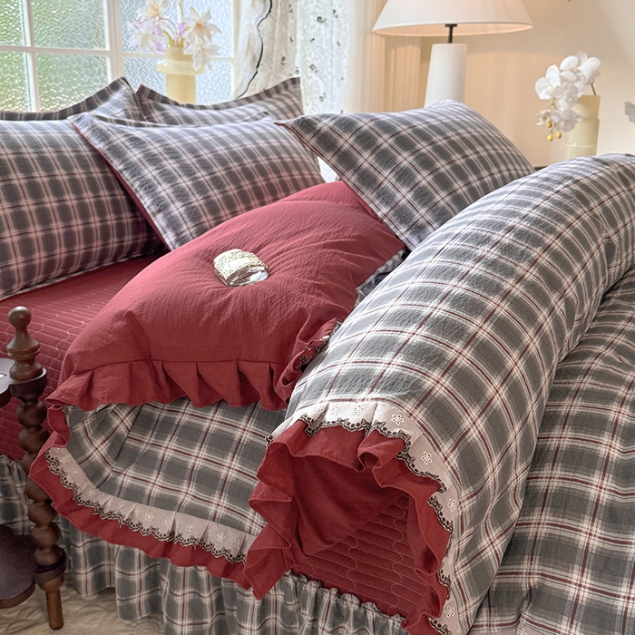 91家纺网 家纺一手货源 找家纺 韩约家纺 2025新款1双层刺绣花边法式床盖款棉麻四件套（全网控价：不低于1.5m139，1.8m144，2.0m149，2.0加大154） 格调