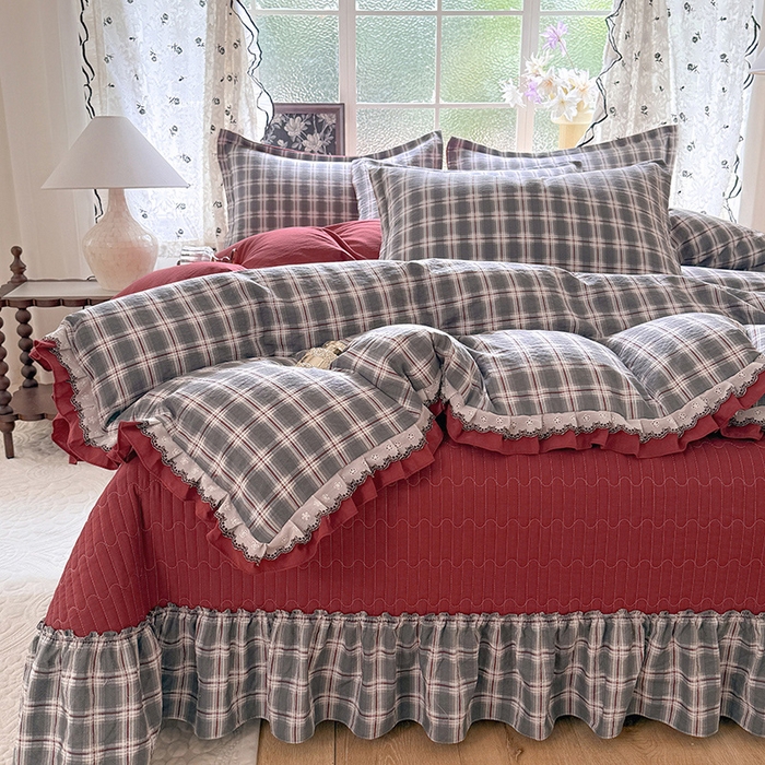 91家纺网 家纺一手货源 找家纺 韩约家纺 2025新款1双层刺绣花边法式床盖款棉麻四件套（全网控价：不低于1.5m139，1.8m144，2.0m149，2.0加大154） 格调