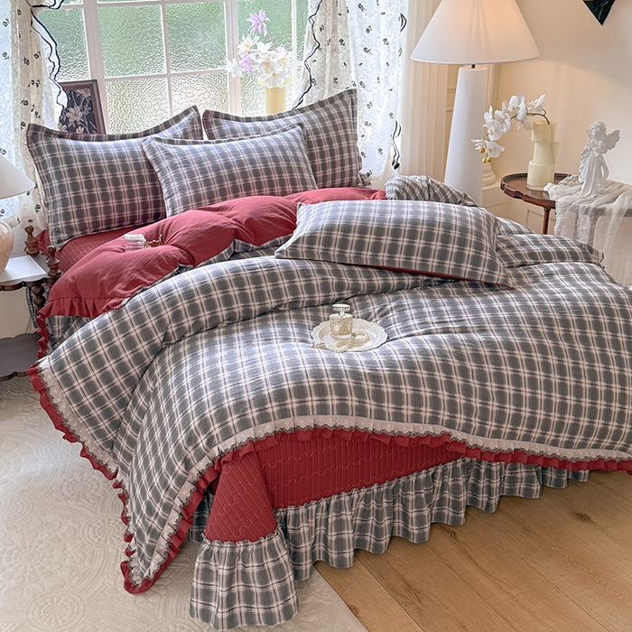 91家纺网 家纺一手货源 找家纺 韩约家纺 2025新款1双层刺绣花边法式床盖款棉麻四件套（全网控价：不低于1.5m139，1.8m144，2.0m149，2.0加大154） 格调