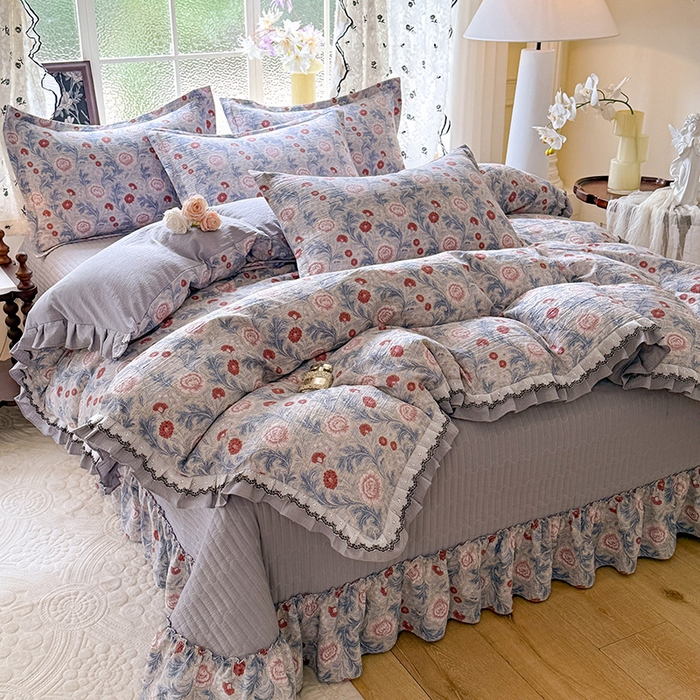 91家纺网 家纺一手货源 找家纺 韩约家纺 2025新款1双层刺绣花边法式床盖款棉麻四件套（全网控价：不低于1.5m139，1.8m144，2.0m149，2.0加大154） 眷恋