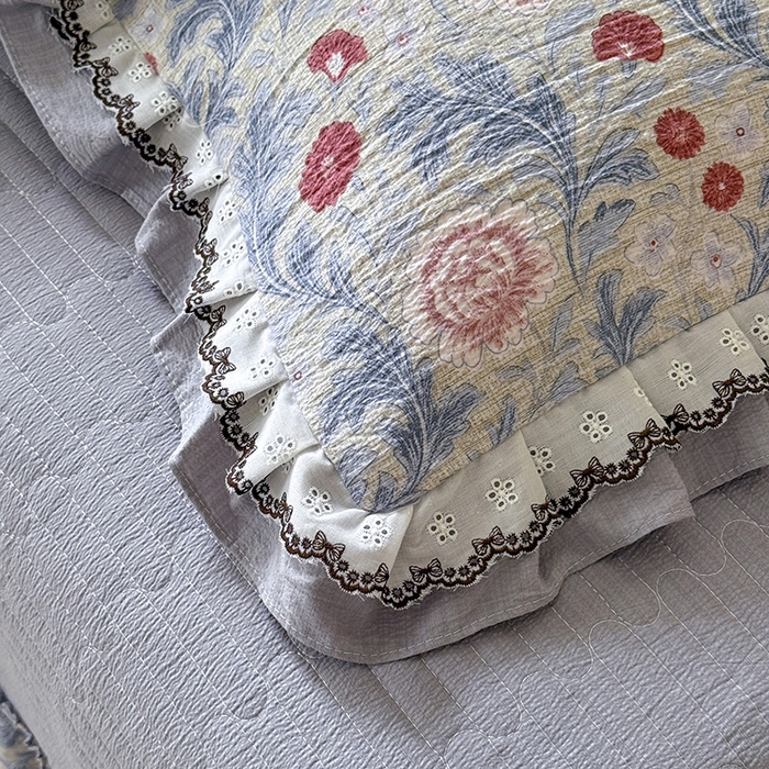 91家纺网 家纺一手货源 找家纺 韩约家纺 2025新款1双层刺绣花边法式床盖款棉麻四件套（全网控价：不低于1.5m139，1.8m144，2.0m149，2.0加大154） 眷恋