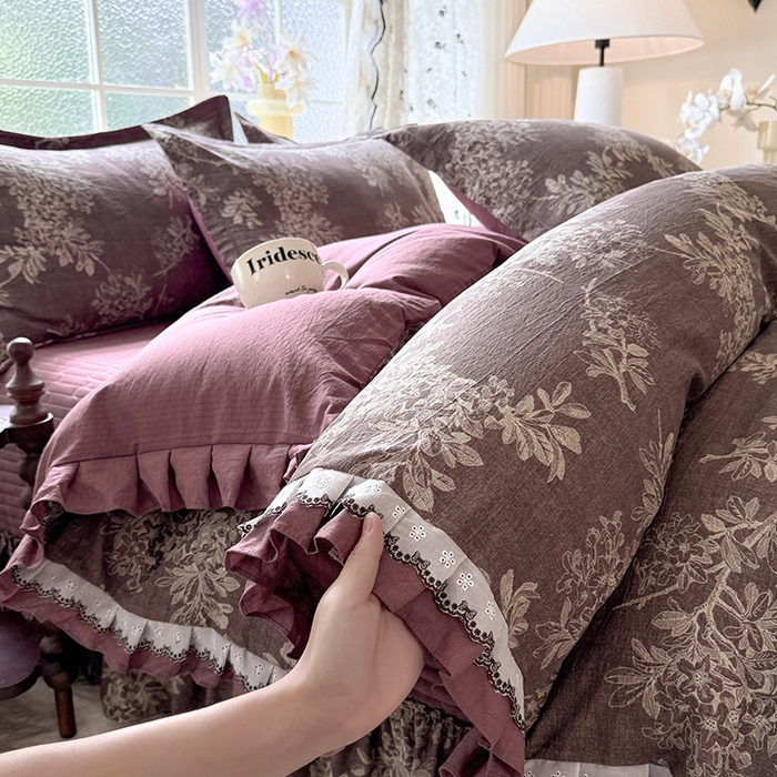 91家纺网 家纺一手货源 找家纺 韩约家纺 2025新款1双层刺绣花边法式床盖款棉麻四件套（全网控价：不低于1.5m139，1.8m144，2.0m149，2.0加大154） 千寻