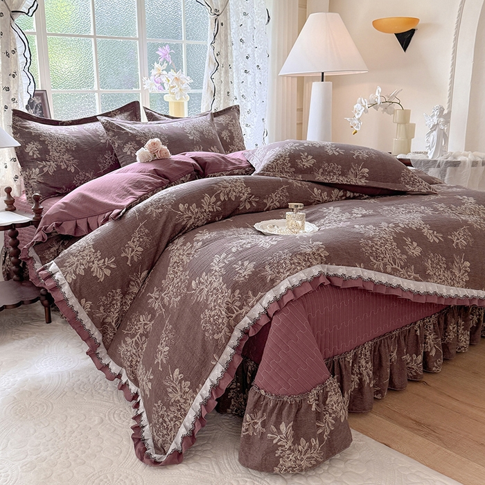 韩约家纺 2025新款1双层刺绣花边法式床盖款棉麻四件套（全网控价：不低于1.5m139，1.8m144，2.0m149，2.0加大154） 千寻