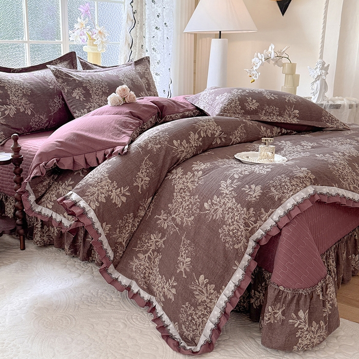 91家纺网 家纺一手货源 找家纺 韩约家纺 2025新款1双层刺绣花边法式床盖款棉麻四件套（全网控价：不低于1.5m139，1.8m144，2.0m149，2.0加大154） 千寻