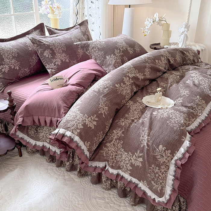 91家纺网 家纺一手货源 找家纺 韩约家纺 2025新款1双层刺绣花边法式床盖款棉麻四件套（全网控价：不低于1.5m139，1.8m144，2.0m149，2.0加大154） 千寻