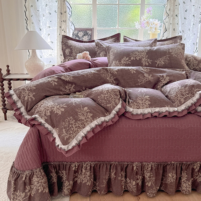 91家纺网 家纺一手货源 找家纺 韩约家纺 2025新款1双层刺绣花边法式床盖款棉麻四件套（全网控价：不低于1.5m139，1.8m144，2.0m149，2.0加大154） 千寻