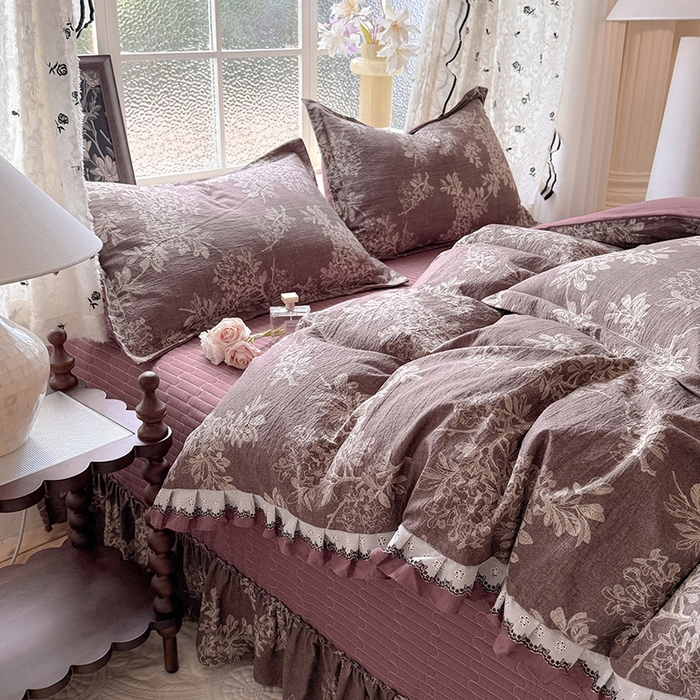 91家纺网 家纺一手货源 找家纺 韩约家纺 2025新款1双层刺绣花边法式床盖款棉麻四件套（全网控价：不低于1.5m139，1.8m144，2.0m149，2.0加大154） 千寻