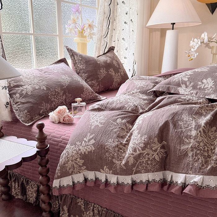 91家纺网 家纺一手货源 找家纺 韩约家纺 2025新款1双层刺绣花边法式床盖款棉麻四件套（全网控价：不低于1.5m139，1.8m144，2.0m149，2.0加大154） 千寻