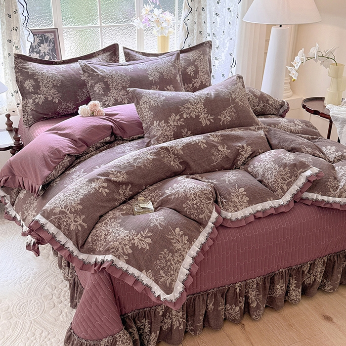 91家纺网 家纺一手货源 找家纺 韩约家纺 2025新款1双层刺绣花边法式床盖款棉麻四件套（全网控价：不低于1.5m139，1.8m144，2.0m149，2.0加大154） 千寻