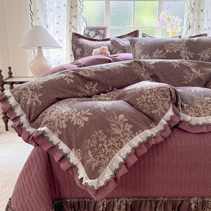 91家纺网 家纺一手货源 找家纺 韩约家纺 2025新款1双层刺绣花边法式床盖款棉麻四件套（全网控价：不低于1.5m139，1.8m144，2.0m149，2.0加大154） 千寻