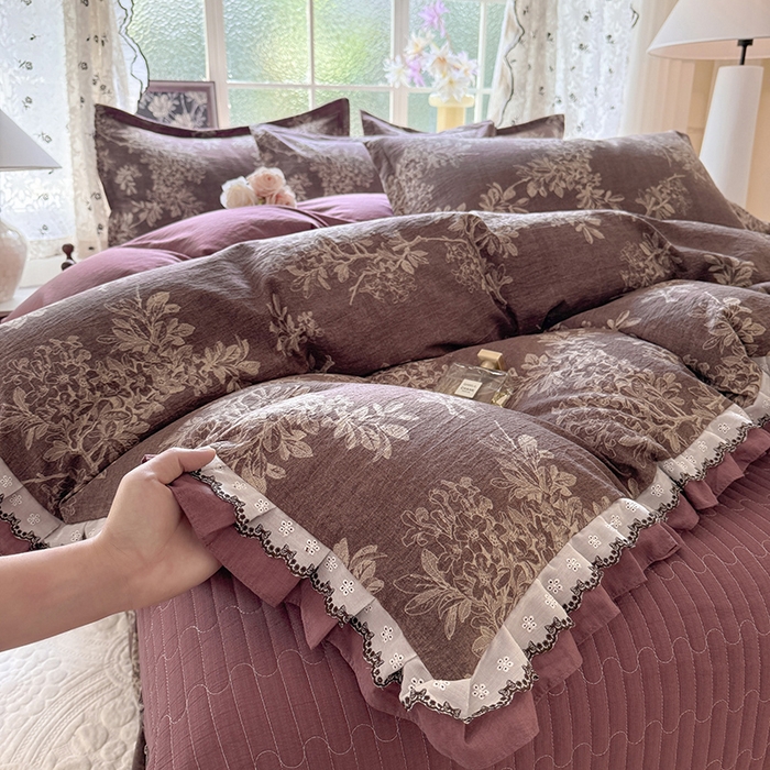 91家纺网 家纺一手货源 找家纺 韩约家纺 2025新款1双层刺绣花边法式床盖款棉麻四件套（全网控价：不低于1.5m139，1.8m144，2.0m149，2.0加大154） 千寻