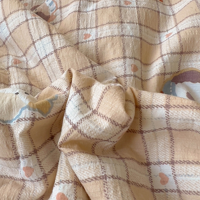 91家纺网 家纺一手货源 找家纺 美梦家纺 2025新款皱皱纱花边夹棉床盖四件套 港尾咖啡汪