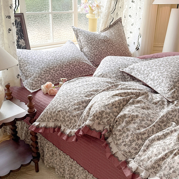 91家纺网 家纺一手货源 找家纺 韩约家纺 2025新款1双层刺绣花边法式床盖款棉麻四件套（全网控价：不低于1.5m139，1.8m144，2.0m149，2.0加大154） 秋雨