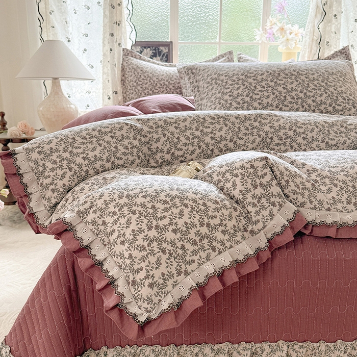 91家纺网 家纺一手货源 找家纺 韩约家纺 2025新款1双层刺绣花边法式床盖款棉麻四件套（全网控价：不低于1.5m139，1.8m144，2.0m149，2.0加大154） 秋雨