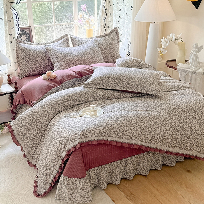 91家纺网 家纺一手货源 找家纺 韩约家纺 2025新款1双层刺绣花边法式床盖款棉麻四件套（全网控价：不低于1.5m139，1.8m144，2.0m149，2.0加大154） 秋雨