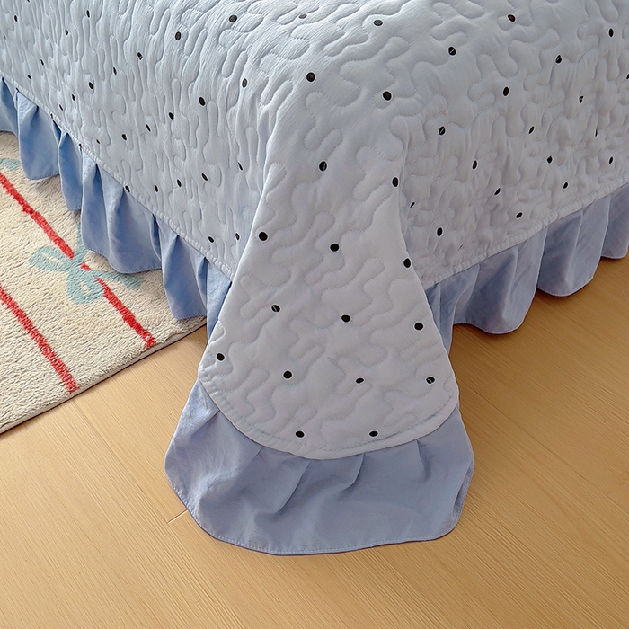 91家纺网 家纺一手货源 找家纺 美梦家纺 2025新款皱皱纱花边夹棉床盖四件套 芋泥啵啵