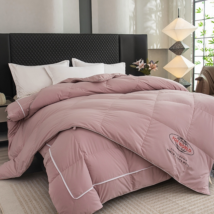 91家纺网 家纺一手货源 找家纺 华盛羽绒被壳 2025新款羽绒子母被50绒二合一子母被壳 豆沙色