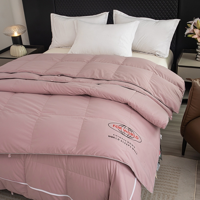 91家纺网 家纺一手货源 找家纺 华盛羽绒被壳 2025新款羽绒子母被50绒二合一子母被壳 豆沙色