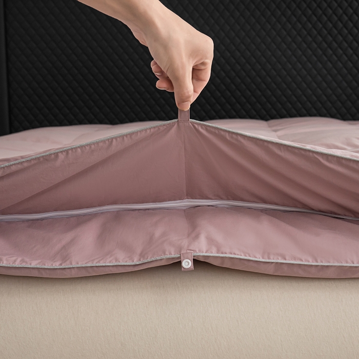 91家纺网 家纺一手货源 找家纺 华盛羽绒被壳 2025新款羽绒子母被50绒二合一子母被壳 豆沙色