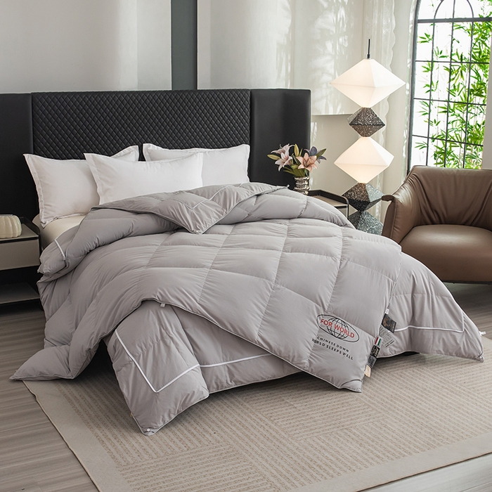 91家纺网 家纺一手货源 找家纺 华盛羽绒被壳 2025新款羽绒子母被50绒二合一子母被壳 灰色