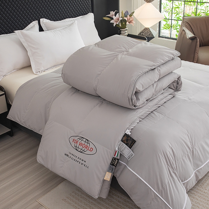 91家纺网 家纺一手货源 找家纺 华盛羽绒被壳 2025新款羽绒子母被50绒二合一子母被壳 灰色