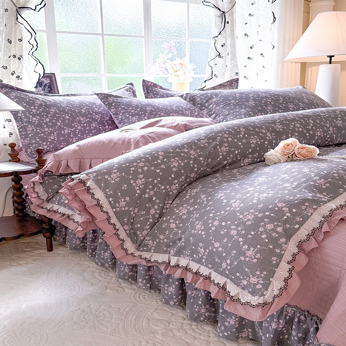 91家纺网 家纺一手货源 找家纺 韩约家纺 2025新款1双层刺绣花边法式床盖款棉麻四件套（全网控价：不低于1.5m139，1.8m144，2.0m149，2.0加大154） 婉婷