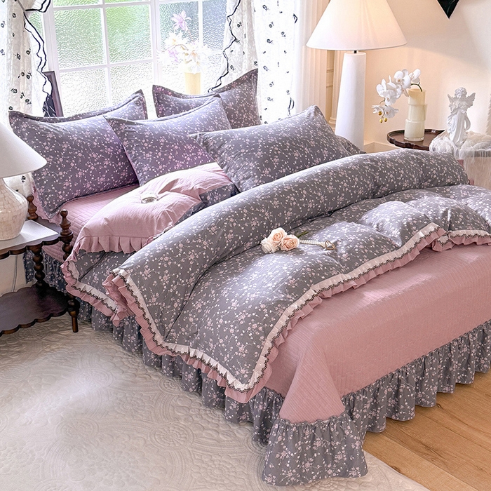 91家纺网 家纺一手货源 找家纺 韩约家纺 2025新款1双层刺绣花边法式床盖款棉麻四件套（全网控价：不低于1.5m139，1.8m144，2.0m149，2.0加大154） 婉婷