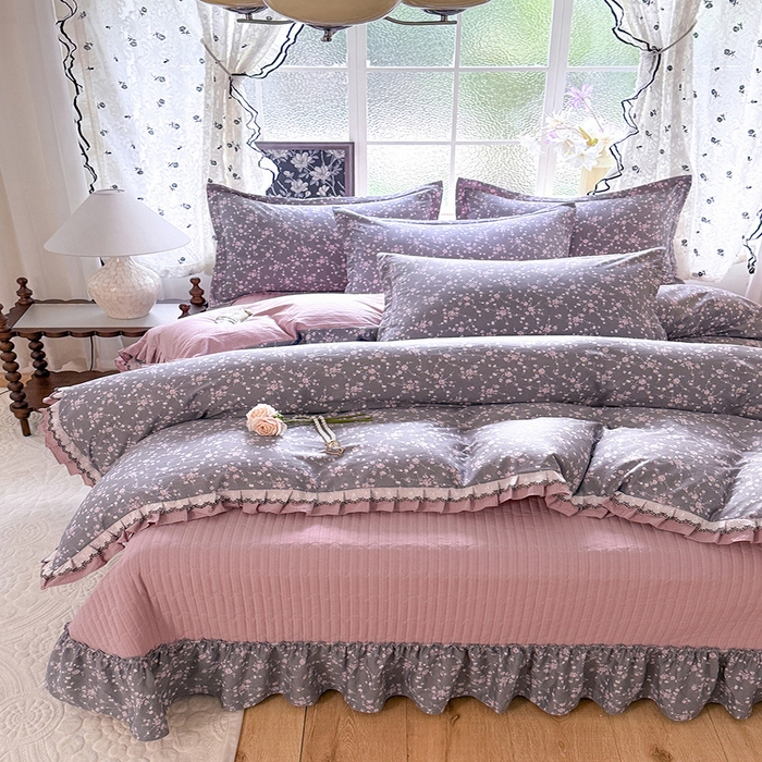 91家纺网 家纺一手货源 找家纺 韩约家纺 2025新款1双层刺绣花边法式床盖款棉麻四件套（全网控价：不低于1.5m139，1.8m144，2.0m149，2.0加大154） 婉婷