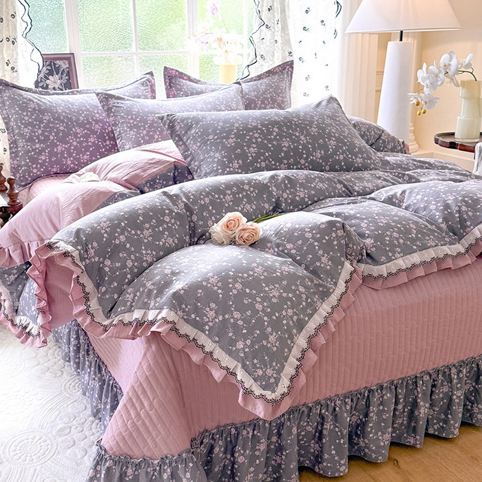 91家纺网 家纺一手货源 找家纺 韩约家纺 2025新款1双层刺绣花边法式床盖款棉麻四件套（全网控价：不低于1.5m139，1.8m144，2.0m149，2.0加大154） 婉婷